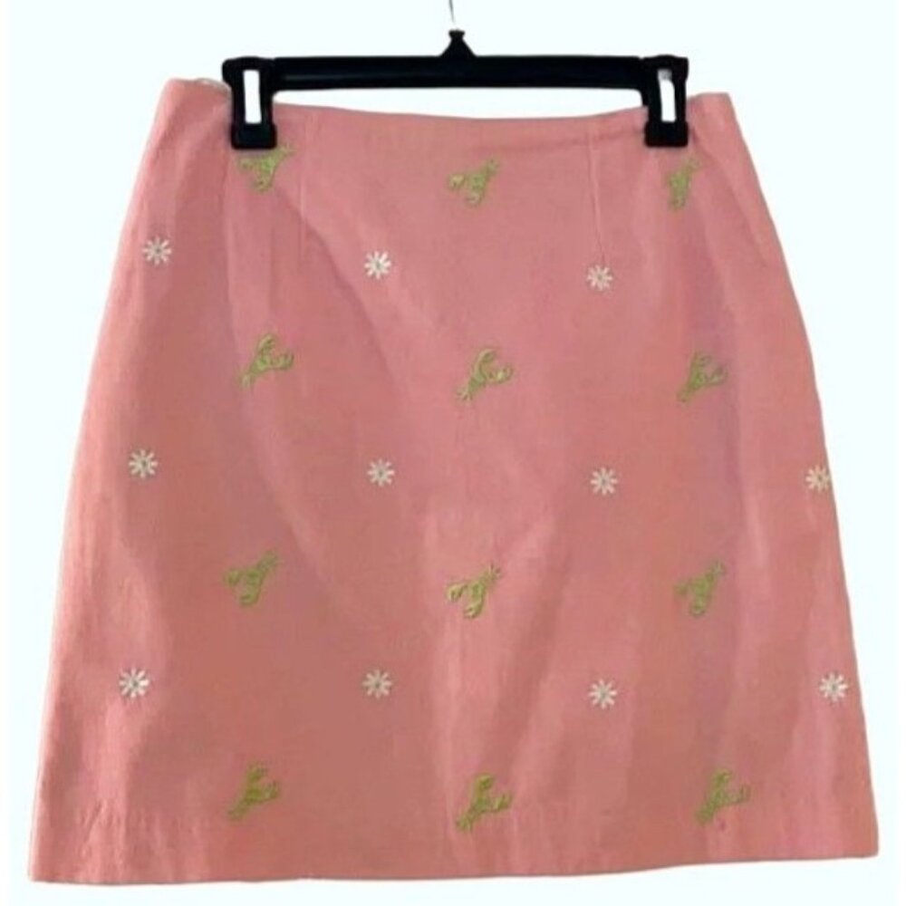Lilly‎ Pulitzer Women's Light Pink Daisy Lobster Embroidered A-Line Skirt Size 8 - Picture 2 of 16